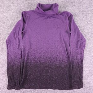 Athleta Flurry Elemental Seamless Turtleneck Top Medium Purple Black Athleisure